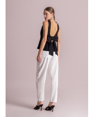 Γυναικεία μαύρη αμάνικη μπλούζα με ανοιχτή πλάτη - Moutaki 26.01.33