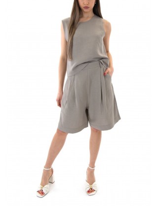 Γυναικεία λινή βερμούδα με πιέτες - Moutaki 26.03.68