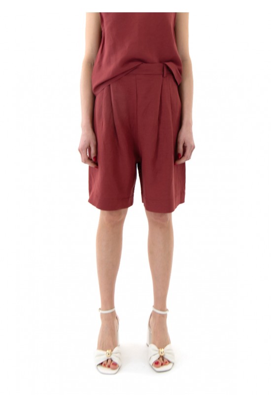 Γυναικεία λινή βερμούδα με πιέτες - Moutaki 26.03.68
