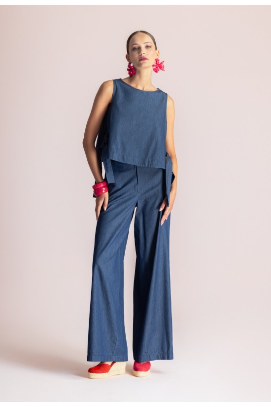 Γυναικεία ψηλόμεση wide leg τζιν παντελόνα - Moutaki 26.03.32