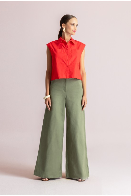 Γυναικείο cropped πουκάμισο ποπλίνα - Moutaki 26.09.19