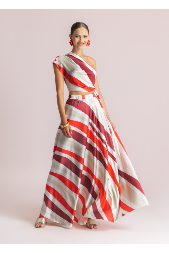 Γυναικείο σατέν wrap top με print - Moutaki 26.01.51