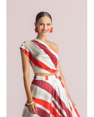 Γυναικείο σατέν wrap top με print - Moutaki 26.01.51