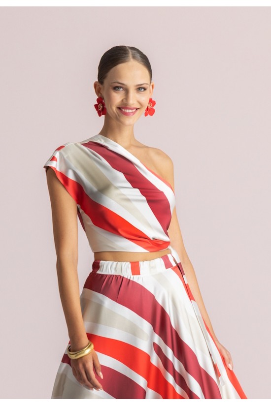 Γυναικείο σατέν wrap top με print - Moutaki 26.01.51