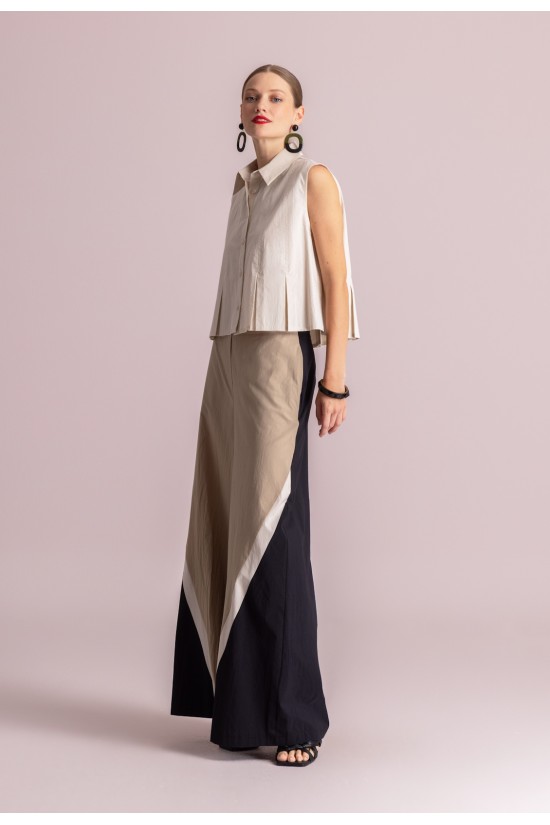 Γυναικείο cropped αμάνικο πουκάμισο με πιέτες - Moutaki 26.09.05