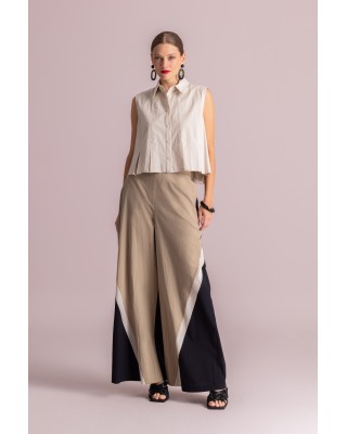 Γυναικείο cropped αμάνικο πουκάμισο με πιέτες - Moutaki 26.09.05