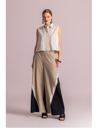 Γυναικείο cropped αμάνικο πουκάμισο με πιέτες - Moutaki 26.09.05