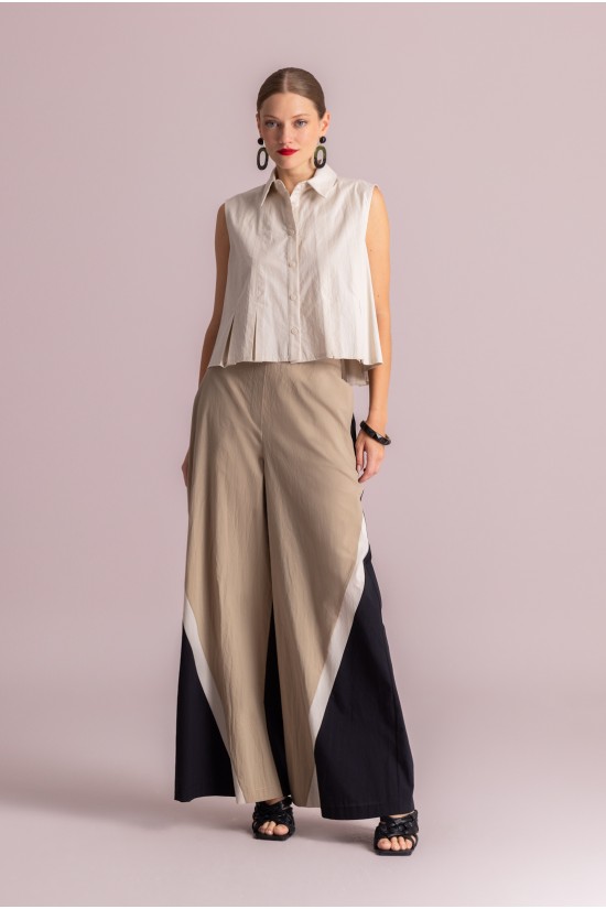 Γυναικείο cropped αμάνικο πουκάμισο με πιέτες - Moutaki 26.09.05