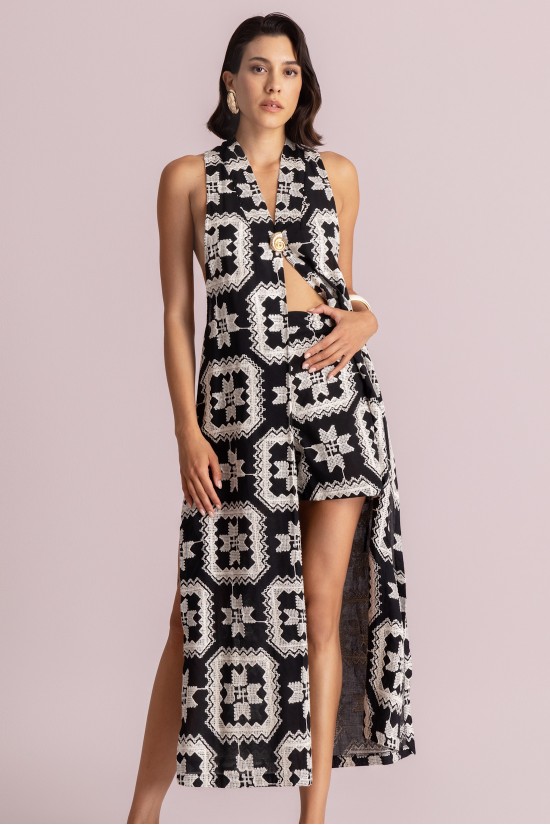 Γυναικείο μακρύ γιλέκο με κεντήματα - Moutaki 26.06.24