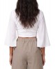 Γυναικείο εκρού wrap cropped top - Moutaki 26.01.50