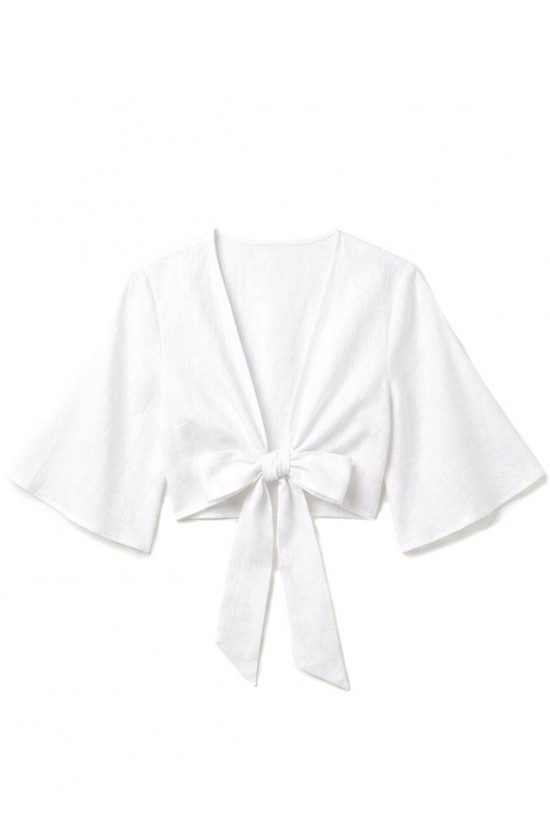 Γυναικείο εκρού wrap cropped top - Moutaki 26.01.50