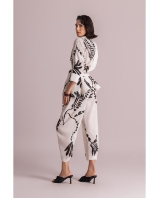 Γυναικείο εκρού παντελόνι με print - Moutaki 26.03.25