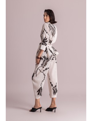 Γυναικείο εκρού παντελόνι με print - Moutaki 26.03.25