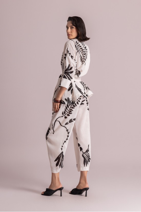 Γυναικείο εκρού παντελόνι με print - Moutaki 26.03.25