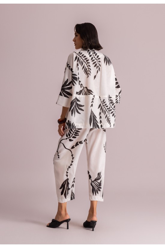 Γυναικείο εκρού παντελόνι με print - Moutaki 26.03.25