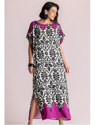 Γυναικείο κοντομάνικο φόρεμα-καφτάνι με print - Moutaki 26.07.63
