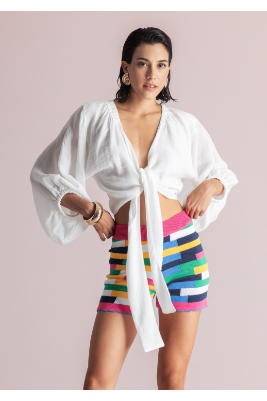 Γυναικείο λευκό cropped bolero top - Moutaki 26.06.18
