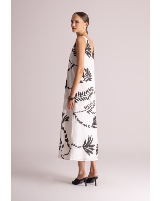 Γυναικείο μάξι εκρού φόρεμα με print - Moutaki 26.07.96