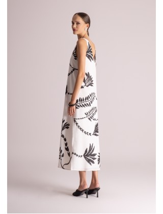 Γυναικείο μάξι εκρού φόρεμα με print - Moutaki 26.07.96
