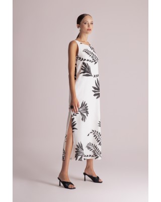 Γυναικείο μάξι εκρού φόρεμα με print - Moutaki 26.07.96