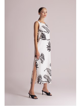 Γυναικείο μάξι εκρού φόρεμα με print - Moutaki 26.07.96