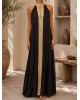 Γυναικείο μάξι φόρεμα halter με χρυσή λεπτομέρεια - Moutaki 26.07.47