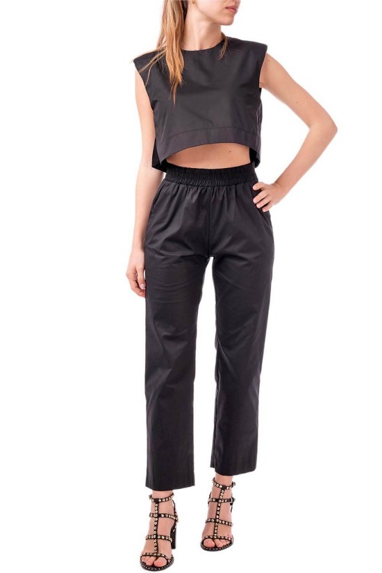 Γυναικείο παντελόνι ποπλίνα με λάστιχο - Moutaki 26.03.73