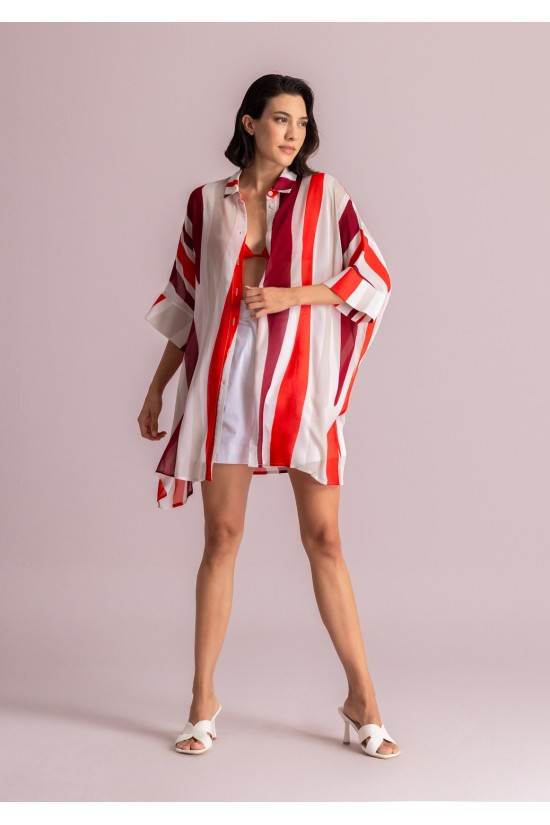 Γυναικείο ριγέ κοντομάνικο πουκάμισο - Moutaki 26.09.09