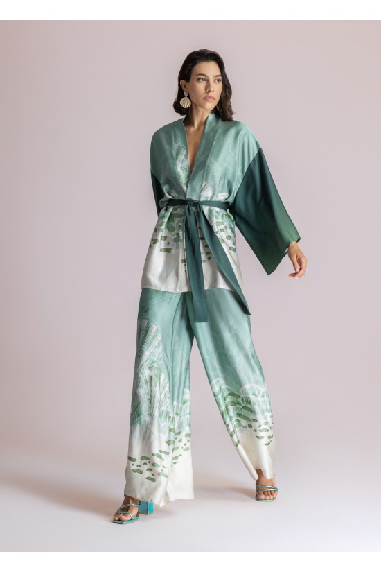 Γυναικείο σατέν κιμονό με print - Moutaki 26.06.34