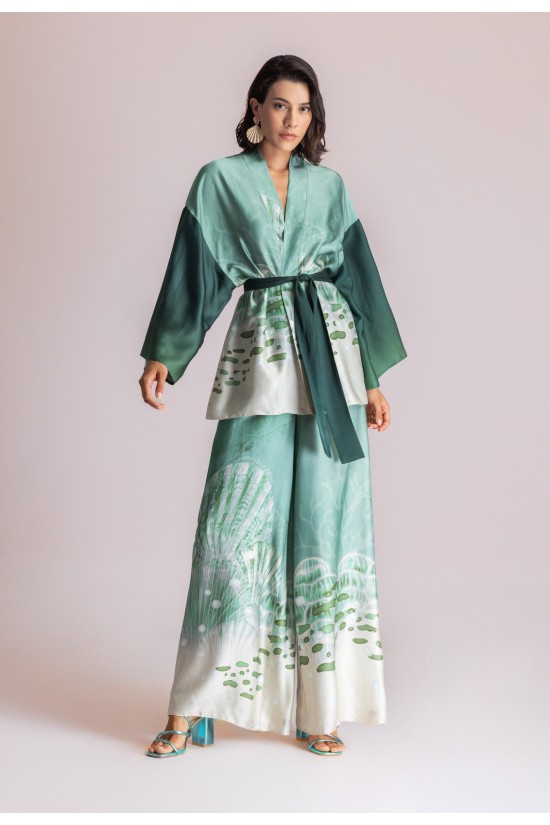 Γυναικείο σατέν κιμονό με print - Moutaki 26.06.34