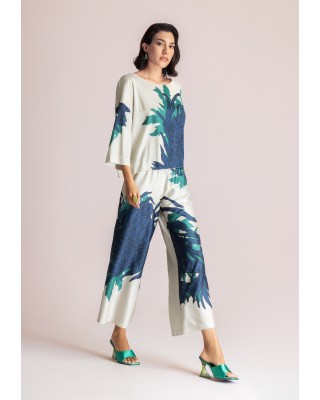 Γυναικεία εμπριμέ oversized μπλούζα - Moutaki 26.01.85