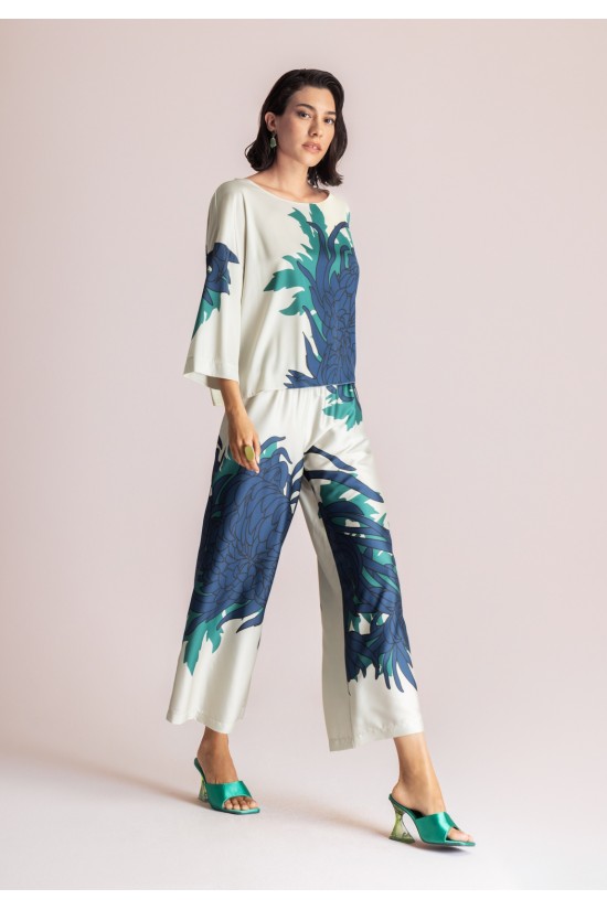 Γυναικεία εμπριμέ oversized μπλούζα - Moutaki 26.01.85