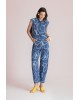 Γυναικείο μπλε slouchy παντελόνι με print - Moutaki 26.03.62