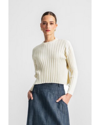 Γυναικεία rib μακρυμάνικη μπλούζα - Moutaki 25.KN1.116
