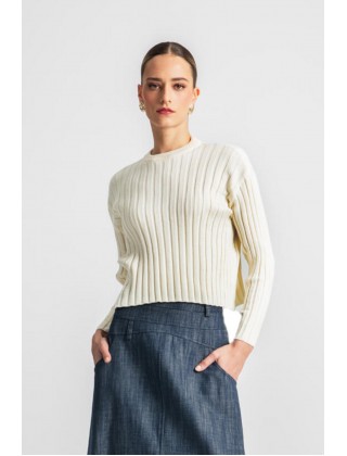 Γυναικεία rib μακρυμάνικη μπλούζα - Moutaki 25.KN1.116