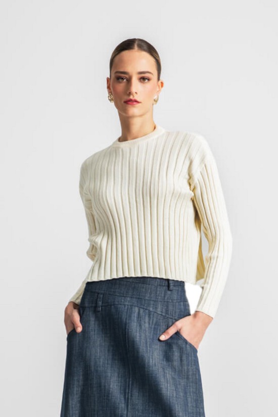 Γυναικεία rib μακρυμάνικη μπλούζα - Moutaki 25.KN1.116 Γυναικεία rib μακρυμάνικη μπλούζα - Moutaki 25.KN1.116