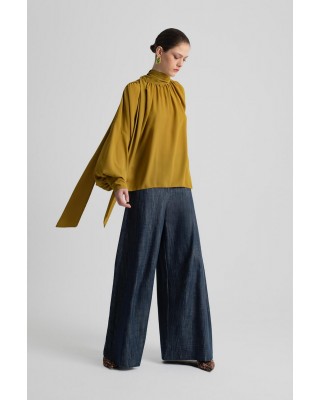 Γυναικείο κίτρινο πουκάμισο με δέσιμο στο λαιμό - Moutaki 25.09.121 Γυναικείο κίτρινο πουκάμισο με δέσιμο στο λαιμό - Moutaki 25.09.121