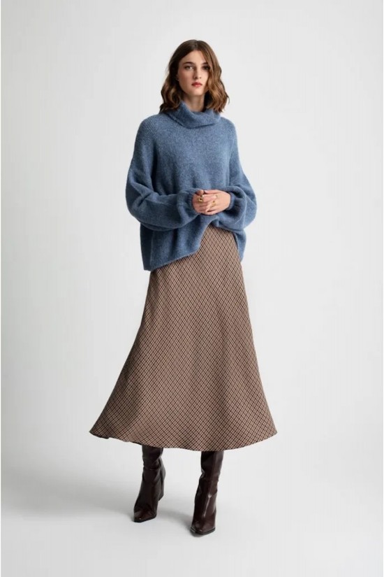 Γυναικεία καρό καφέ φούστα - Moutaki 25.02.105 Γυναικεία καρό καφέ φούστα - Moutaki 25.02.105