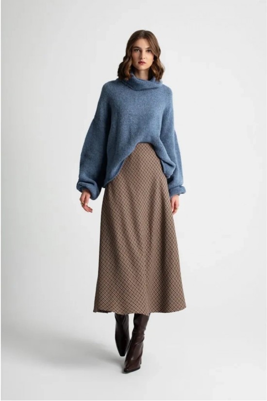 Γυναικεία καρό καφέ φούστα - Moutaki 25.02.105 Γυναικεία καρό καφέ φούστα - Moutaki 25.02.105