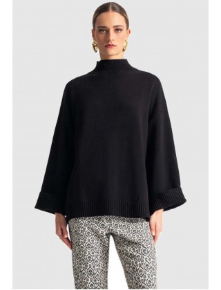 Γυναικεία μαύρη πλεκτή μπλούζα - Moutaki 25.KN1.125