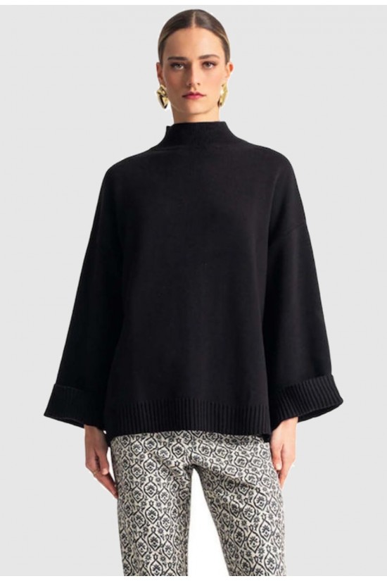 Γυναικεία μαύρη πλεκτή μπλούζα - Moutaki 25.KN1.125 Γυναικεία μαύρη πλεκτή μπλούζα - Moutaki 25.KN1.125