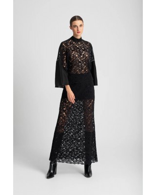 Γυναικεία μαύρη φούστα με δαντέλα - Moutaki 25.02.102 Γυναικεία μαύρη φούστα με δαντέλα - Moutaki 25.02.102