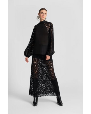 Γυναικεία μαύρη φούστα με δαντέλα - Moutaki 25.02.102 Γυναικεία μαύρη φούστα με δαντέλα - Moutaki 25.02.102