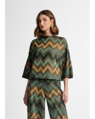 Γυναικεία μπλούζα lurex με μοτίβο - Moutaki 25.01.102