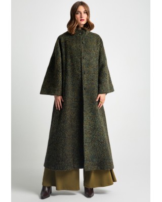 Γυναικείο χακί oversized παλτό με ζώνη - Moutaki 25.06.139