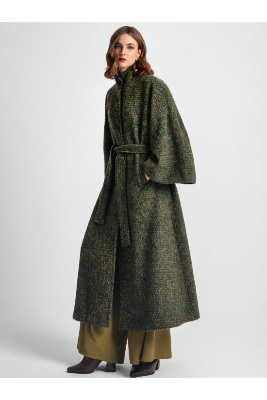 Γυναικείο χακί oversized παλτό με ζώνη - Moutaki 25.06.139 Γυναικείο χακί oversized παλτό με ζώνη - Moutaki 25.06.139