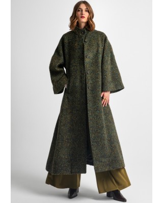 Γυναικείο χακί oversized παλτό με ζώνη - Moutaki 25.06.139