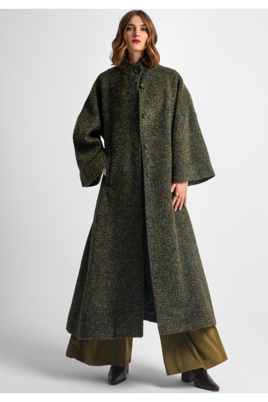 Γυναικείο χακί oversized παλτό με ζώνη - Moutaki 25.06.139 Γυναικείο χακί oversized παλτό με ζώνη - Moutaki 25.06.139