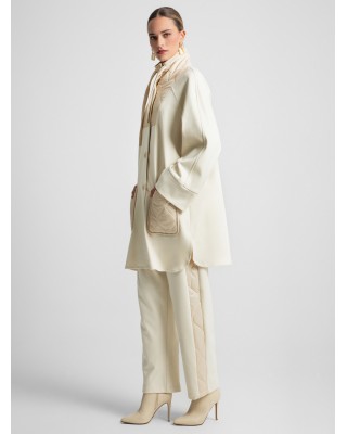 Γυναικείο εκρού παλτό με καπιτονέ λεπτομέρειες - Moutaki 25.06.106 Γυναικείο εκρού παλτό με καπιτονέ λεπτομέρειες - Moutaki 25.06.106