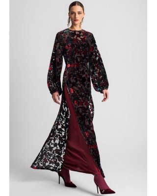 Γυναικείο βελούδινο μπορντό φόρεμα - Moutaki 25.07.120